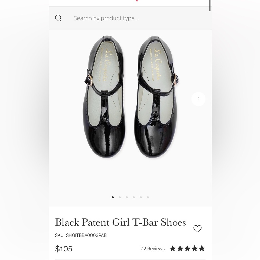 NWT La Coqueta Black Patent T-Bar Kids Shoes size 12.5